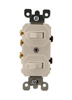 Leviton 5241-W 15 Amp, 120/277 Volt, Duplex Style Single-Pole/3-Way Ac Combination Switch, Commercial Grade, White