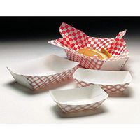 Red Plaid 5 lb SBS Board Food Tray - 9 1/4"L x 6 1/8"W x 2 1/4"D