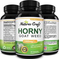 1000 mg Horny Goat Weed Supplement for Drive and Stamina - Pure Epimedium with Tongkat Ali Maca Root Ginseng Saw Palmetto - Boosts Performance for Men and Women 90 Capsules by Natures Craft
