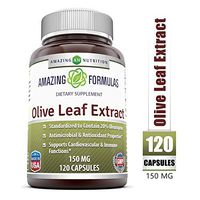 Amazing Nutrition Olive Leaf Extract - 150mg, 120 Capsules Per Bottle - Standardized to Contain 20% Oleuropein (30 mg) – Antimicrobial and Anti-oxidant Properties*- Supports Immune Function