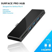 Opluz Surface Pro 4 Hub, USB Adapter with 3 x USB 3.0 Ports Fast Speed 5Gbps, Built-in SD/TF Memory Card Reader & 4K HDMI Converter Docking Station for Microsoft Surface Pro 4 (12.3")