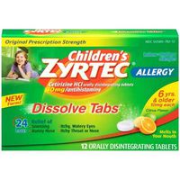 Childrens Zyrtec Allergy Dissolve Tabs 12 ct. Box - 24 per case.