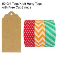 Wrapables 50 Scalloped Gift Tags/Kraft Hang Tags with Free Cut Strings & Set of 3 Washi Tape for Gifts, Crafts & Price Tags - Dazzle Me