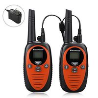 Excelvan 22 Channel FRS GMRS Dual Band 2 Way Radio Long Range Up to 3000M/1.9MI Range (MAX in Open Field) UHF Handheld Walkie Talkie with 1-to-4 Branch Power Adapter (2 Pack, Orange)