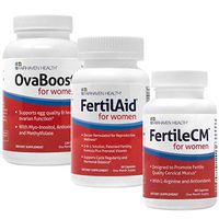 FertilAid for Women, OvaBoost, FertileCM TTC Boost Bundle: Vitex, Myo-Inositol, L-Arginine, Essential Vitamins, Minerals & More - Natural Fertility Support - 1 Month Supply
