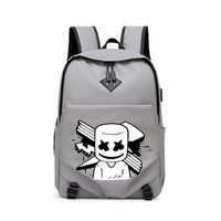 Luminous DJ Smiley School Backpack Teen Unisex Bag Laptop Bag USB Charging Port Backpack (one size, grey)