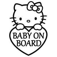 Hello Kitty - Baby On Board - Vinyl 5" Tall (Color: Black) Decal Laptop Tablet Skateboard car Windows Stickers