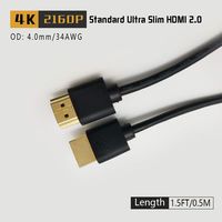 Ultra HD HDMI 2.0 Cable 4K @ 60Hz 34AWG High Speed 18Gbps Gold Plated Male to Male Connectors Ethernet,Audio Return Video 4K 2160P HD 3D for Xbox Playstation PS3 Apple TV from Rica-J (1.5 FT)