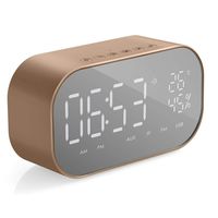 Portable Alarm Clock Radio, Wireless Digital FM Radio Alarm Clock with Bluetooth Speakers, Multi-Functional Car Sub-woofer for Bedroom Outdoor Office (Gold)