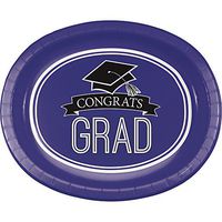 Creative Converting 320077 School Spirit Oval Paper Platters, One Size, Purple