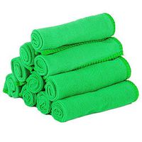 C-Pioneer 10pcs Microfiber Car Cleaning Towel Kitchen Dish Towels Wash Cleaning Cloths Green