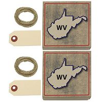 West Virginia WV State Outline on Faded Blue Kraft Gift Boxes Set of 2