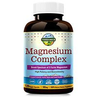 Terranics Magnesium Complex, Broad-Spectrum, 500mg, 120 Veggie Capsules, Chelated for Maximum Absorption, Support Sleep Stress and Anxiety Relief, Muscle Relaxation Recovery, NON-GMO, Soy, Dairy & Glu