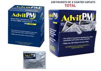 Advil Pm Ibuprofen 200mg Fast Pain Reliever and Fever Reducer Nighttime Sleep Aid - 2 Convenient Pack of 50 Packets of a 2 Coated Caplets (100 Packets of 2 Coated Caplets)