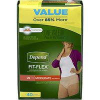 Depend FIT-Flex Incontinence Underwear for Women, Moderate Absorbency, S/M, 40 Count