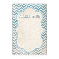 30 Vintage Chevron Nautical Blank Thank You Cards Boy Birthday Party Baby Shower Bridal Wedding Navy Blue + 30 White Envelopes