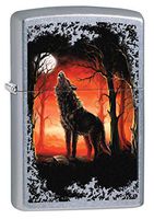 Zippo Lighter: Howling Wolf in The Trees - Street Chrome 80568