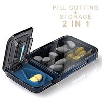 Diamerd Pill Cutter Splitter Crusher for Small or Large Pills Including Four Grid Pill Organizer for Tablet Vitamin and Big Medicine (Rock Gray)
