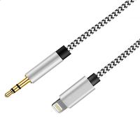 Aux Cable for Car, 【Nylon Braided】 3.3ft 3.5mm Male Aux Cord for Car Compatible with iPhone 11/11 Pro/XS/XR/X 8/7 Plus to Car Stereo, Speaker, Headphones, Support iOS 11 12 13 - 1M (Silver-Braided)