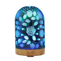 SUMAIR 120ml Essential Oil Diffuser, 3D Glass Aromatherapy Diffuser Cool Mist Humidifier,Waterless Auto Shut-off and 7 Color LED Lights for Home,Office,Yoga, Baby Room