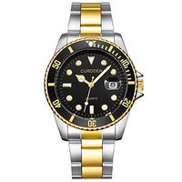 Men Fashion Military Stainless Steel Date Sport Quartz Analog Wrist Watch (A)