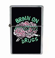 Brain on Drugs Funny Stoner Flip Top Oil Cigarette Lighter