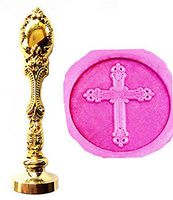 MNYR Vintage Jesus Cross Church Wax Seal Stamp Luxury Bronze Metal Peacock Decorative Wedding Invitations Gift Card Paper Stationary Envelope Seals Custom Company Monogram Wax Seal Sealing Stamp Set