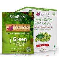 Bliss Welness On The Go Green Coffee Bean Extract 50% Chlorogenic Acid Vegan Ready to Eat Direct Consumption Rich Cocoa Flavor Sachets- 20 Sachets