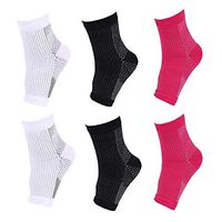 Plantar Fasciitis Socks, Premium Quality Compression Foot Sleeves 3 Pair Small/Medium (Black, White & Pink, Small/Medium)