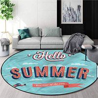 RUGSMAT Hello Round Kids Rugs,Vintage Summer Aircraft Floor Mat Home Decor Round-51