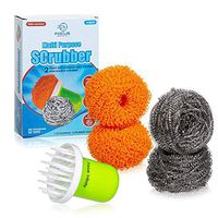 Multi Purpose Scrubber, Stainless Steel Wool Scourer and Non Scratch Dish sponges for Household, Kitchen, Bathroom and Auto (4 Packs)