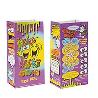 12 - Paper “Weird Wacky Stuff!” Kids’ Meal Bags - 5 1/4 Inches x 3 1/4 Inches x 10 Inches -New