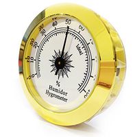 CyJay Round Analog Hygrometer for Cigar Humidor Cabinets 50mm Diameter (Gold & Silver) (gold)