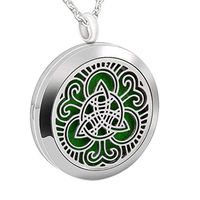 Popeoiuh Essential Oil Diffuser Necklace for Women Christmas Thanksgiving Day, Aromatherapy Jewelry Stainless Steel Locket Pendant with 24" Adjustable Chain, 8 Washable Refill Pads