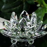 Room Decorated, Lotus Crystal Glass Figure Paperweight Ornament Feng Shui Decor Collection Home Decor