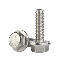 M6-1.0 x 20mm Flanged Hex Head Bolts Flange Hexagon Screws, Stainless Steel A2, DIN 6921, 25 PCS