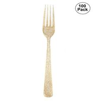 Plastic Wedding Party Cutlery 100 Pieces Fork Disposable Gld