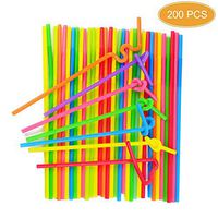 Faxco 10.3 Inch Flexible Plastic Drinking Straws Colorful Disposable Plastic Straws, Pack of 200