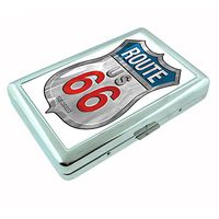 Route 66 D4 Silver Metal Cigarette Case Historic Famous U.S. Roads Will Rogers Highway Travel Signs