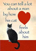 "You Can Tell a Lot About a Man By How His Cat Feels About Him" Blank, Greeting Cards, Save with 10-pack, Handmade By Deborah Julian