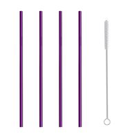 Easter Jonerytime4 Straight Reusable Drinking Straws Metal Stainless Steel Eco-Friendly 10.5in (Purple)