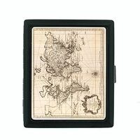 Perfection In Style Metal Cigarette Case Vintage World Maps Design 011