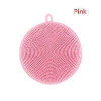ARRIVEOK Multi-Used Soft Dish Washing Brush Scrubber Silicone Sponge Kitchen Supply Cleaning Tools(Pink)