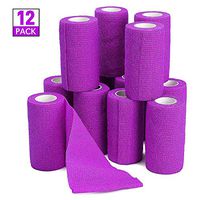 TOBWOLF 12PCS Self Adhesive Cohesive Bandage, 4"x5yd / 10cmx4.5m Elastic Cohesive Bandage Wrap Gauze, Breathable Athletic First Aid Tape for Wrist, Ankle, Knee, Leg Sprains & Swelling - Purple