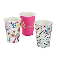 Talking Tables Fluorescent Floral Large Disposable Cups for a BBQ, Luau, or Summer Party, Multicolor (12 Pack)