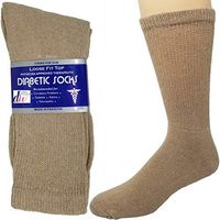 Diabetic Socks Mens Cotton 6-Pack Crew Beige By DEBRA WEITZNER Size 13-15