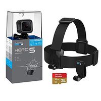 Go Pro HERO 5 Session 4K Action Camera Holiday Bundle with Head Strap and QuickClip, SanDisk Extreme 16GB SD Card