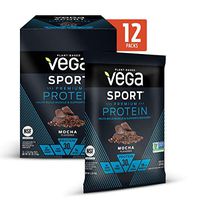 Vega Sport Protein Powder Mocha (12 Count, 18.1 Ounce) - Plant-Based Vegan Protein Powder, BCAAs, Amino Acid, tart cherry, Non Dairy, Keto-Friendly, Gluten Free,  Non GMO (Packaging May Vary)
