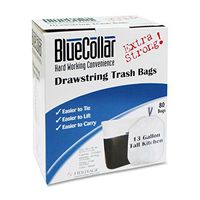 Can Liners, Drawstring, 13Gal., .8mil, 80/PK, White
