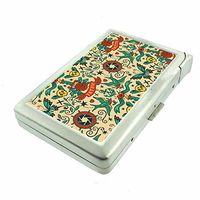 Popular Patterns Designs D5 Cigarette Case Lighter Smoking King Size Cigarettes Silver Metal Wallet 4" X 2.75" RFID Protection